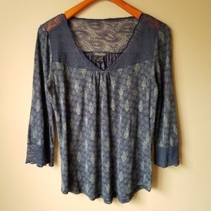 Lucky Brand | 3/4 Paisley Print Lace Collar Trim